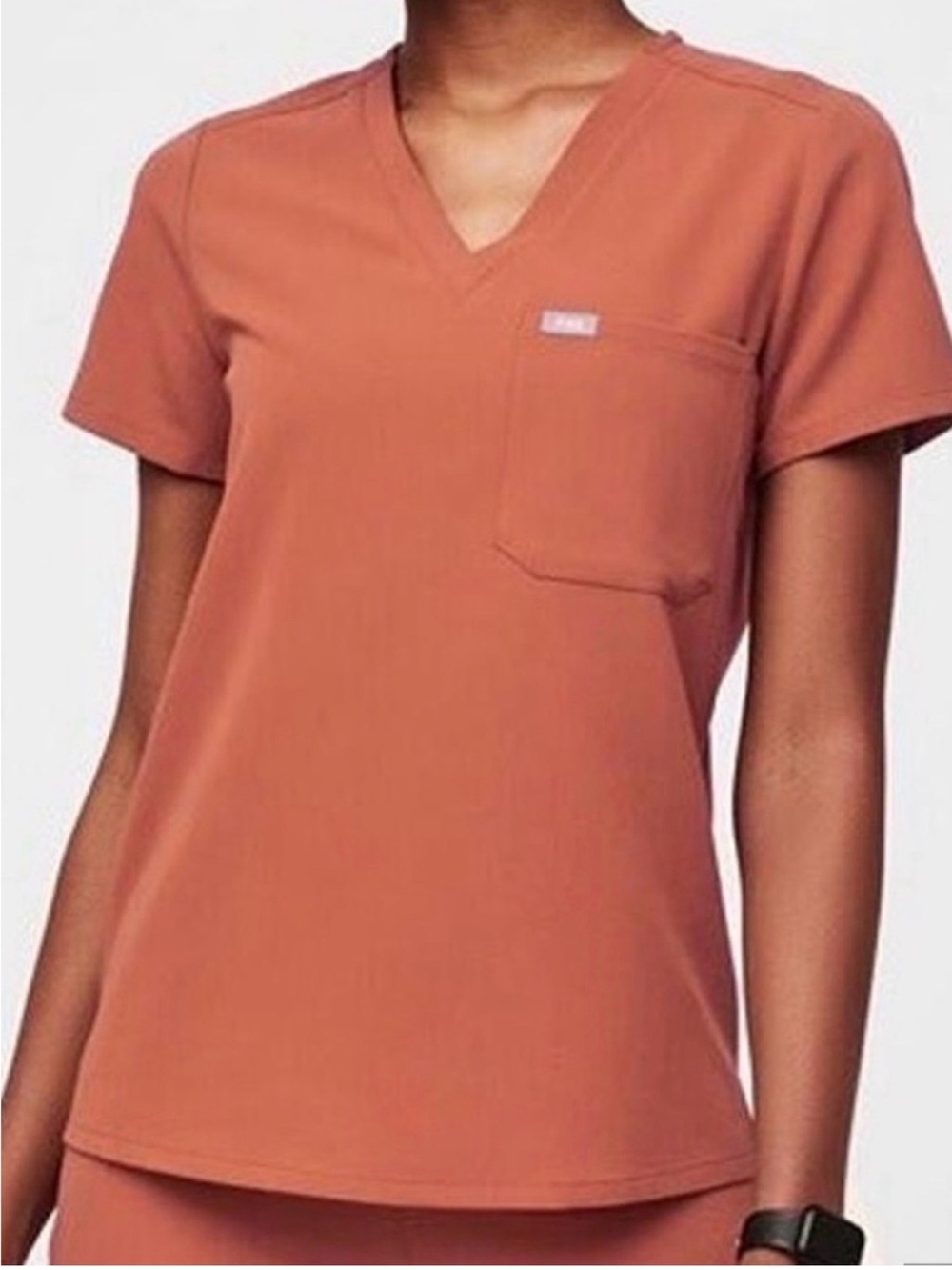 Figs Terracotta Catarina One Pocket Scrub Top Size XS